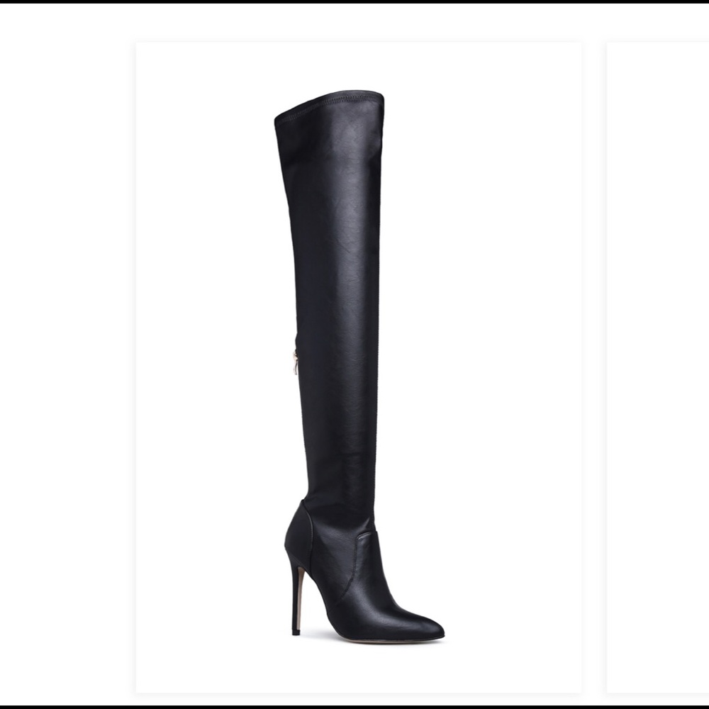 **Worn ONCE** “Neysa” Thigh-High Wide Calf Boot